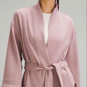 Lululemon Ribbed Softstreme Belted Wrap Twilight Rose Dusty Pink Size 8